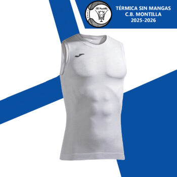 CAMISETA TÉRMICA UNISEX BRAMA SIN MANGAS BLANCA MONTILLA BALONCESTO 25-26